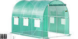 SucceBuy Walk-in Tunnel Greenhouse Galvanized Frame & Waterproof Cover 15x7x7/10x7x7/20x10x7/12x7x7 ft Greenhouses & Cold Frames