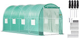 SucceBuy Walk-in Tunnel Greenhouse Galvanized Frame & Waterproof Cover 15x7x7/10x7x7/20x10x7/12x7x7 ft Greenhouses & Cold Frames