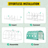SucceBuy Walk-in Tunnel Greenhouse Galvanized Frame & Waterproof Cover 15x7x7/10x7x7/20x10x7/12x7x7 ft Greenhouses & Cold Frames