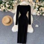 Sexy Strapless Ribbed Knitted Bodycon Dress - THEFASHIONFEVER
