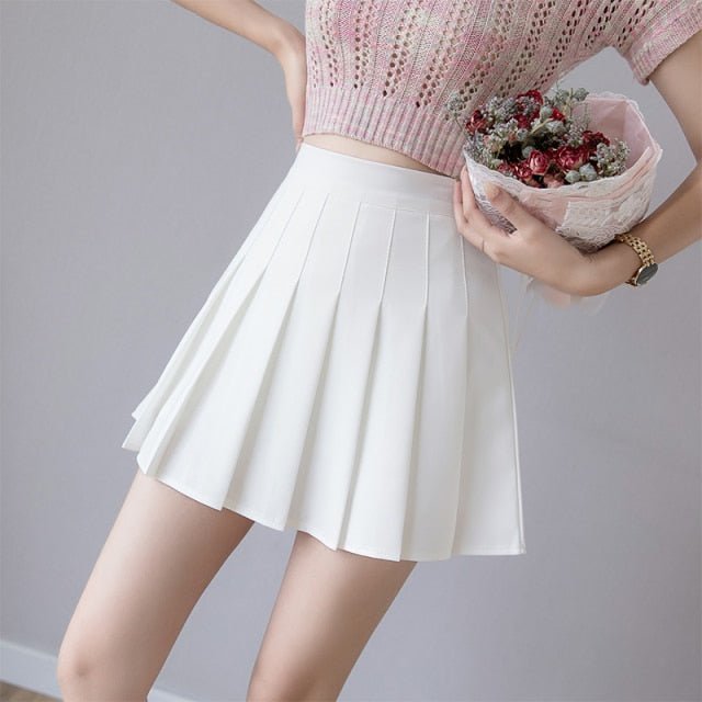 Preppy Style Pleated High Waist Chic Mini Skirt - THEFASHIONFEVER