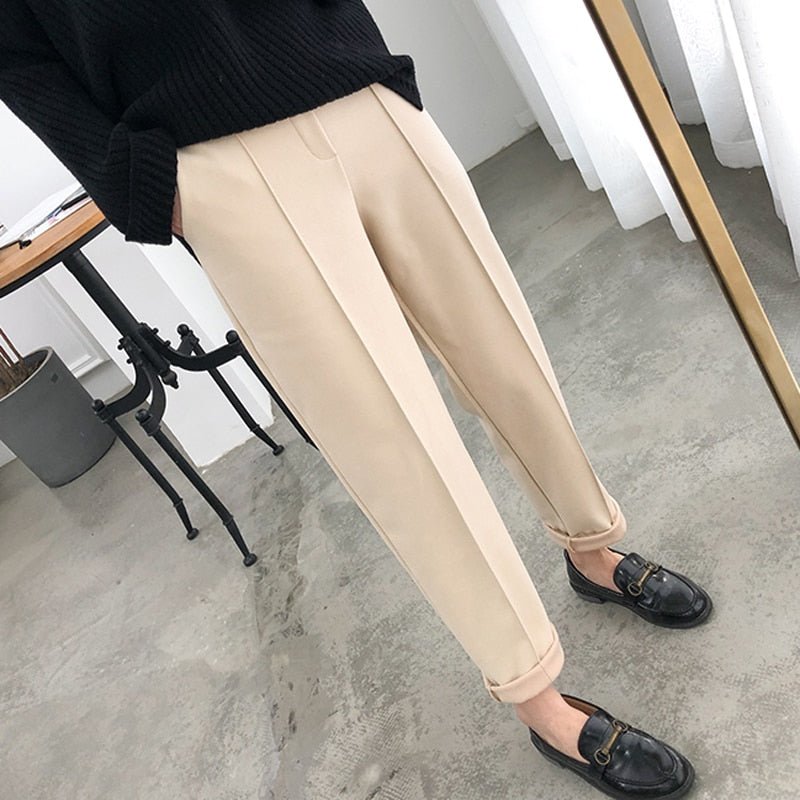 OL Style Wool Loose Thicken Pencil Pants - THEFASHIONFEVER