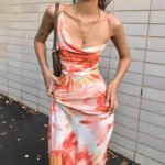 Tie Dye Print Backless Lace Up Midi Dress - THEFASHIONFEVER