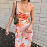 Tie Dye Print Backless Lace Up Midi Dress - THEFASHIONFEVER